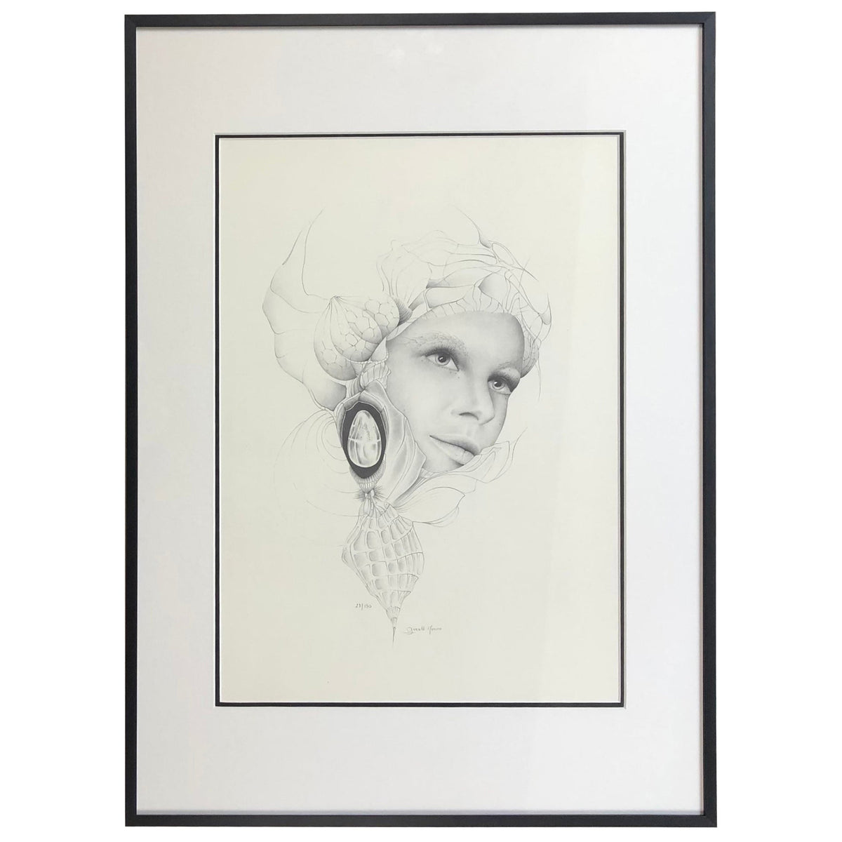 Dali Inspired French Surrealist Black & White Lithograph by Gerald Moreno Signed