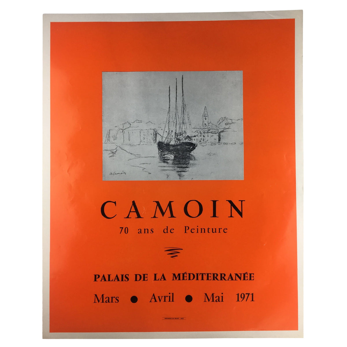 1970s Original Charles Camoin Seascape Art Exhibiton Poster