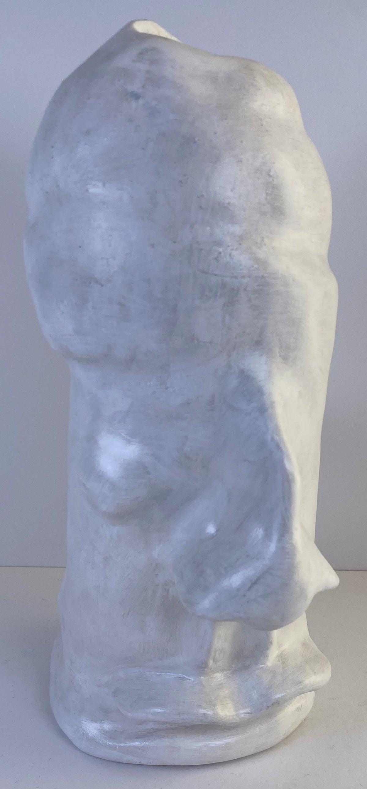 Modernist White Ceramic Abstract Figurative Sculpture, Organic Studio Art Bust — detail 5