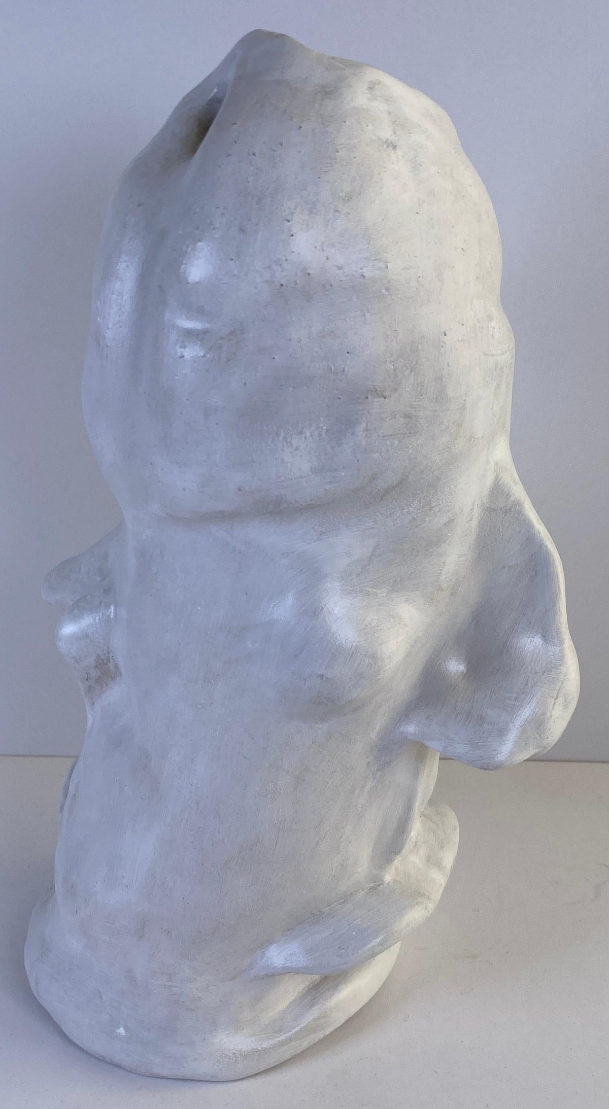 Modernist White Ceramic Abstract Figurative Sculpture, Organic Studio Art Bust — detail 6