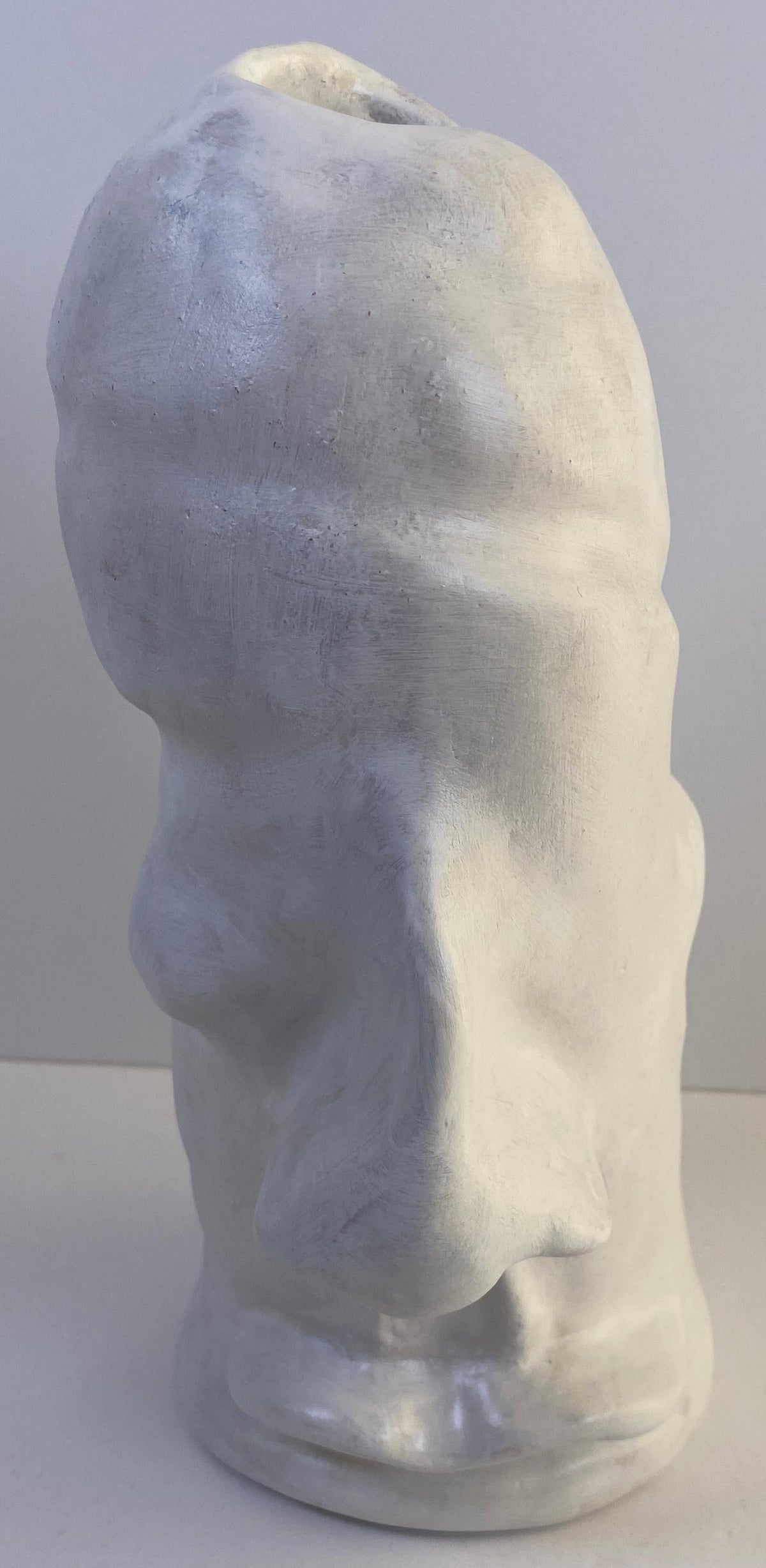 Modernist White Ceramic Abstract Figurative Sculpture, Organic Studio Art Bust — detail 8