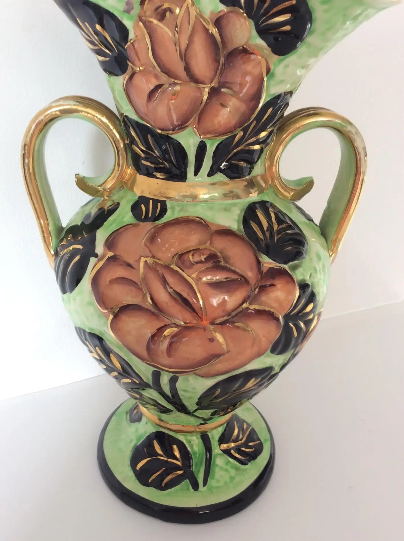 Hand-Painted Ceramic Flower Vase from Vallauris France — detail 3