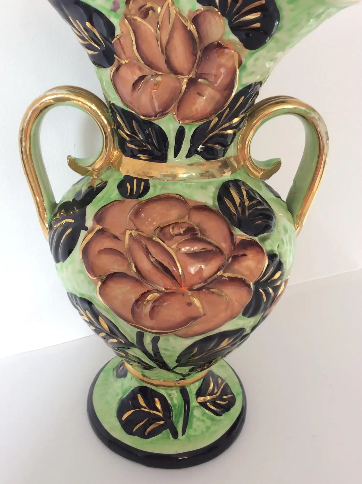 Hand-Painted Ceramic Flower Vase from Vallauris France — detail 3