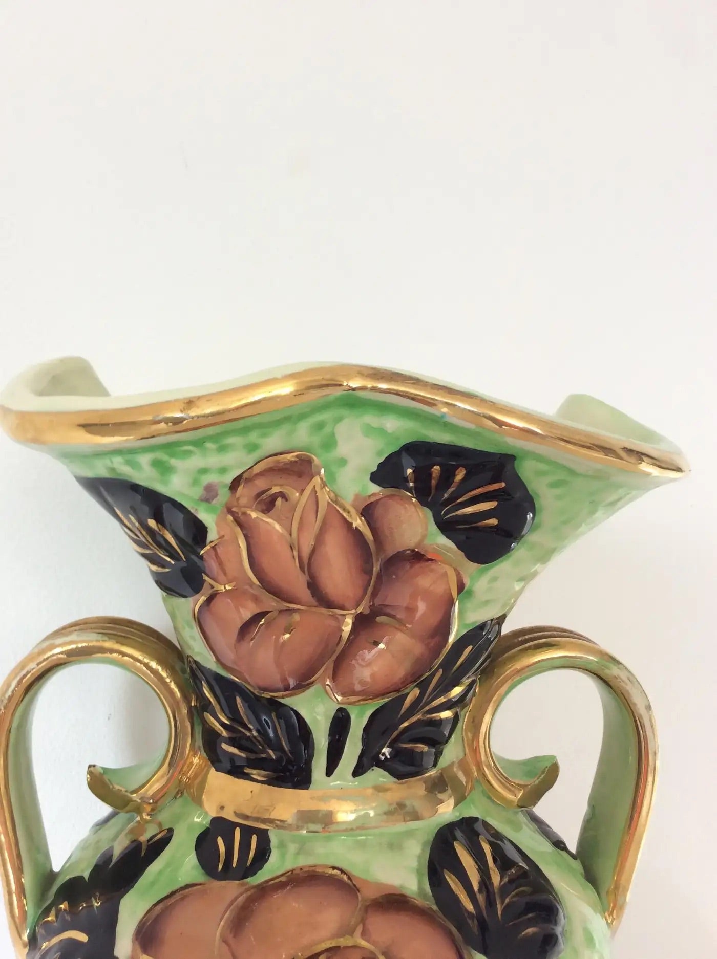 Hand-Painted Ceramic Flower Vase from Vallauris France — detail 5