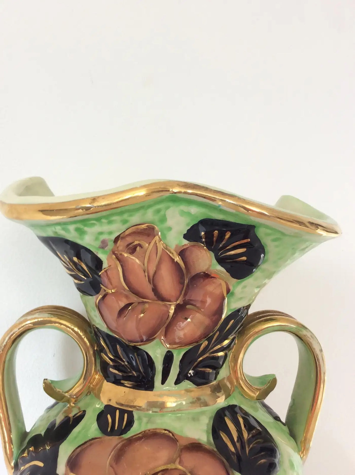 Hand-Painted Ceramic Flower Vase from Vallauris France — detail 5
