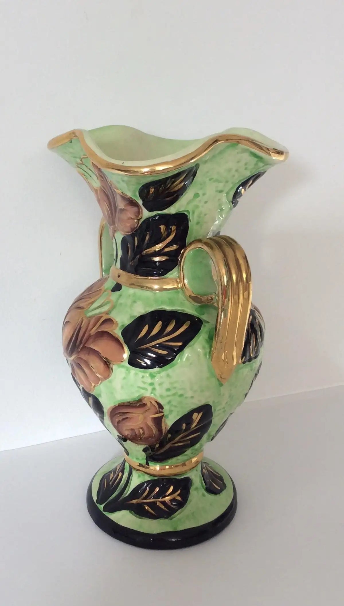 Hand-Painted Ceramic Flower Vase from Vallauris France — detail 2