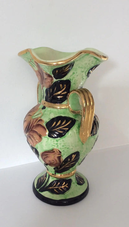 Hand-Painted Ceramic Flower Vase from Vallauris France — detail 2