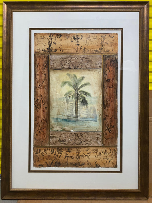 Large Framed Beachside Palm Tree Art — detail 2