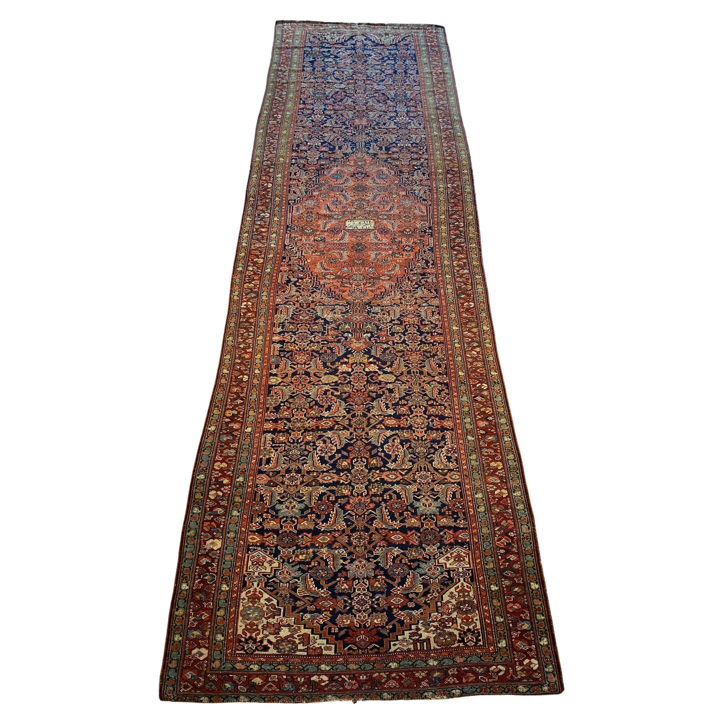 Handwoven Antique Runner Rug, Long Traditional Oriental Wool Rug