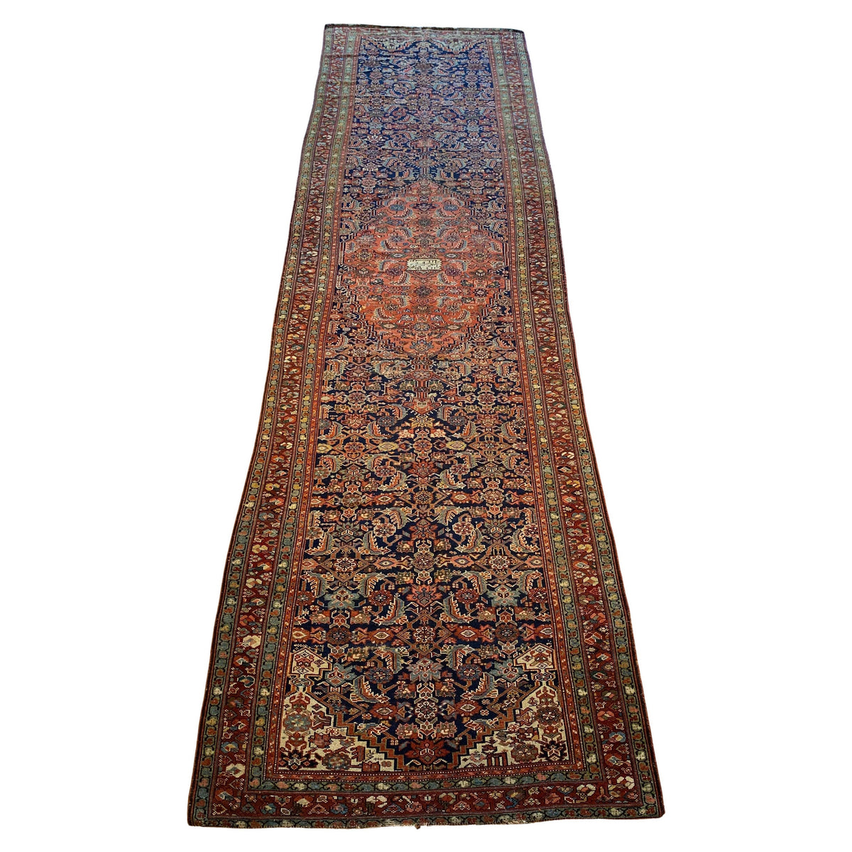 Handwoven Antique Runner Rug, Long Traditional Oriental Wool Rug
