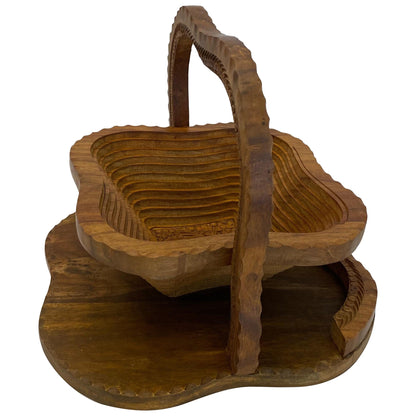 Wooden Fruit Basket Hand-Carved and Collapsible