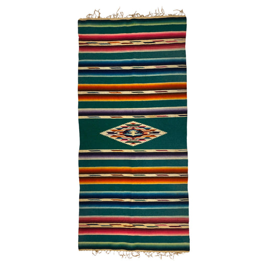 Vintage Mexican Saltillo Serape Blanket Rug