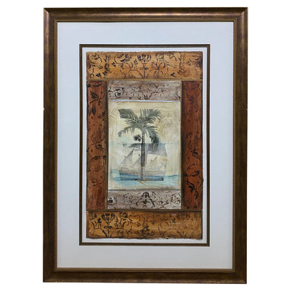 Large Framed Beach Side Palm Tree Art