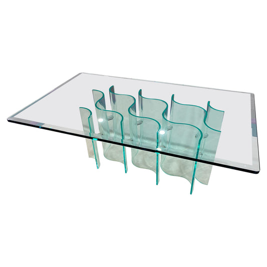 Mid-Century Modern Hollywood Regency Sculpted Lucite and Glass Coffee Table
