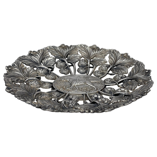 Reed and Barton Sculpted Bowl, Silver Plated Dish with Dog