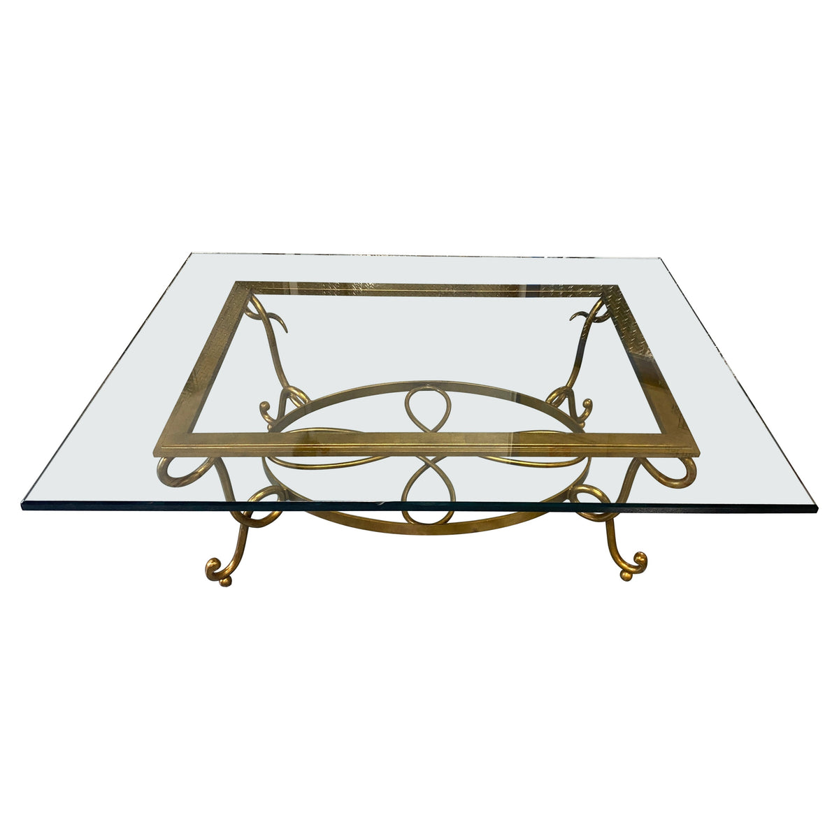 Large René Prou Style Iron Coffee Table or French 1940's Cocktail Table