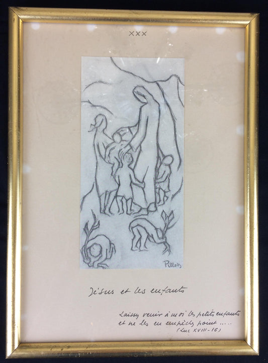 Collection of 3 Contemporary Religious Drawings, Signed — detail 2