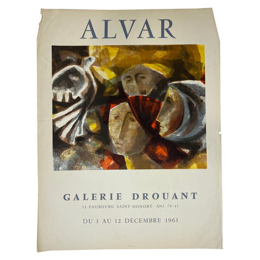 Original French Cubist Art Exhibition Poster from Galerie Drouant Paris France