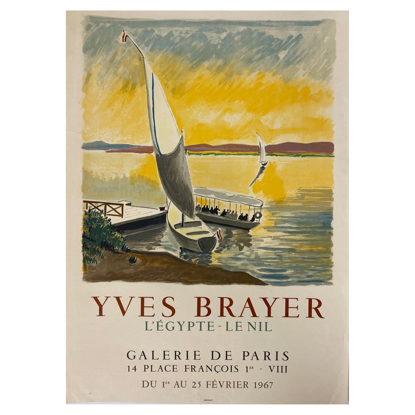 Yves Brayer Original Art Exhibition Poster Egypt & the Nile, Mourlot Art Poster