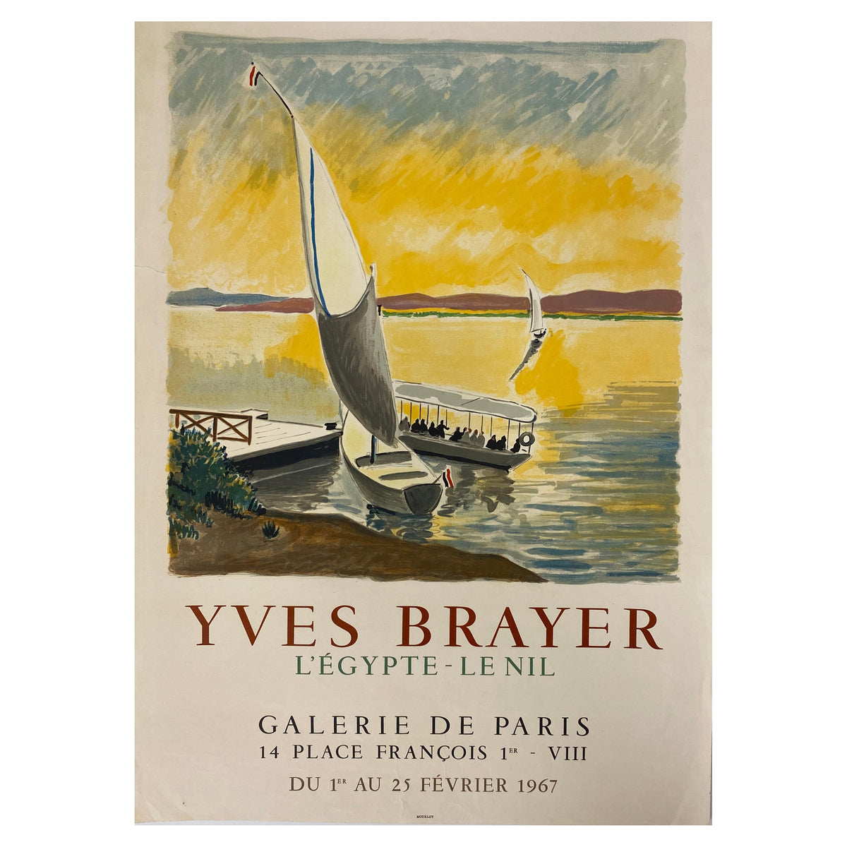 Yves Brayer Original Art Exhibition Poster Egypt & the Nile, Mourlot Art Poster