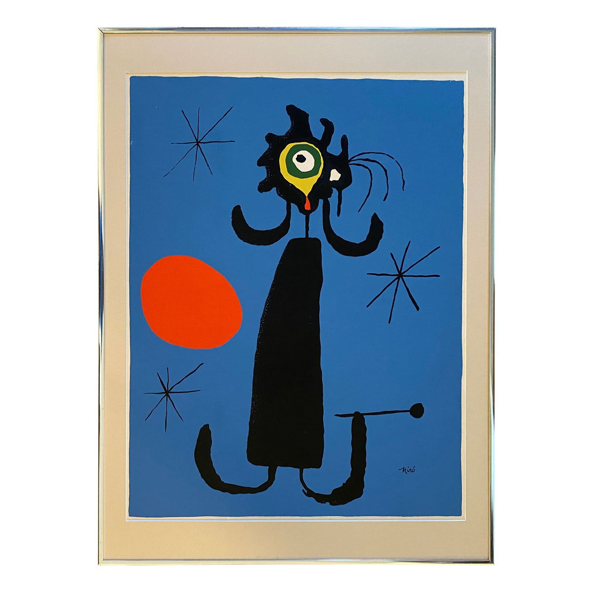 Antique Silk Screen Print of Miro's Personage, Vintage, Signed, Joan Miró (After)