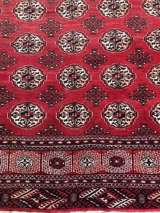 Antique Red Afghan Ersari Hand Knotted Turkoman Rug, circa 1920 — detail 2