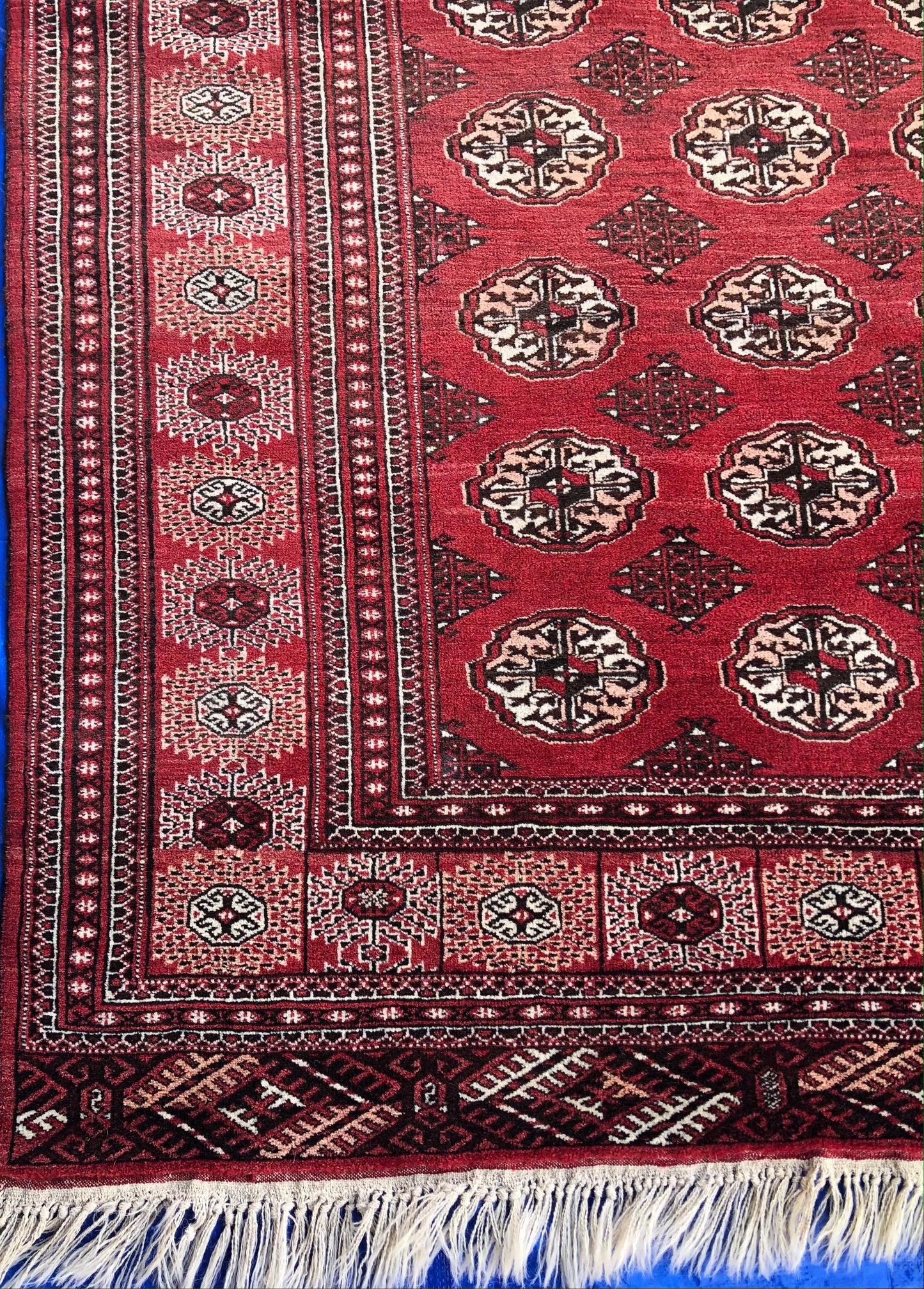 Antique Red Afghan Ersari Hand Knotted Turkoman Rug, circa 1920 — detail 3