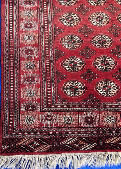 Antique Red Afghan Ersari Hand Knotted Turkoman Rug, circa 1920 — detail 3