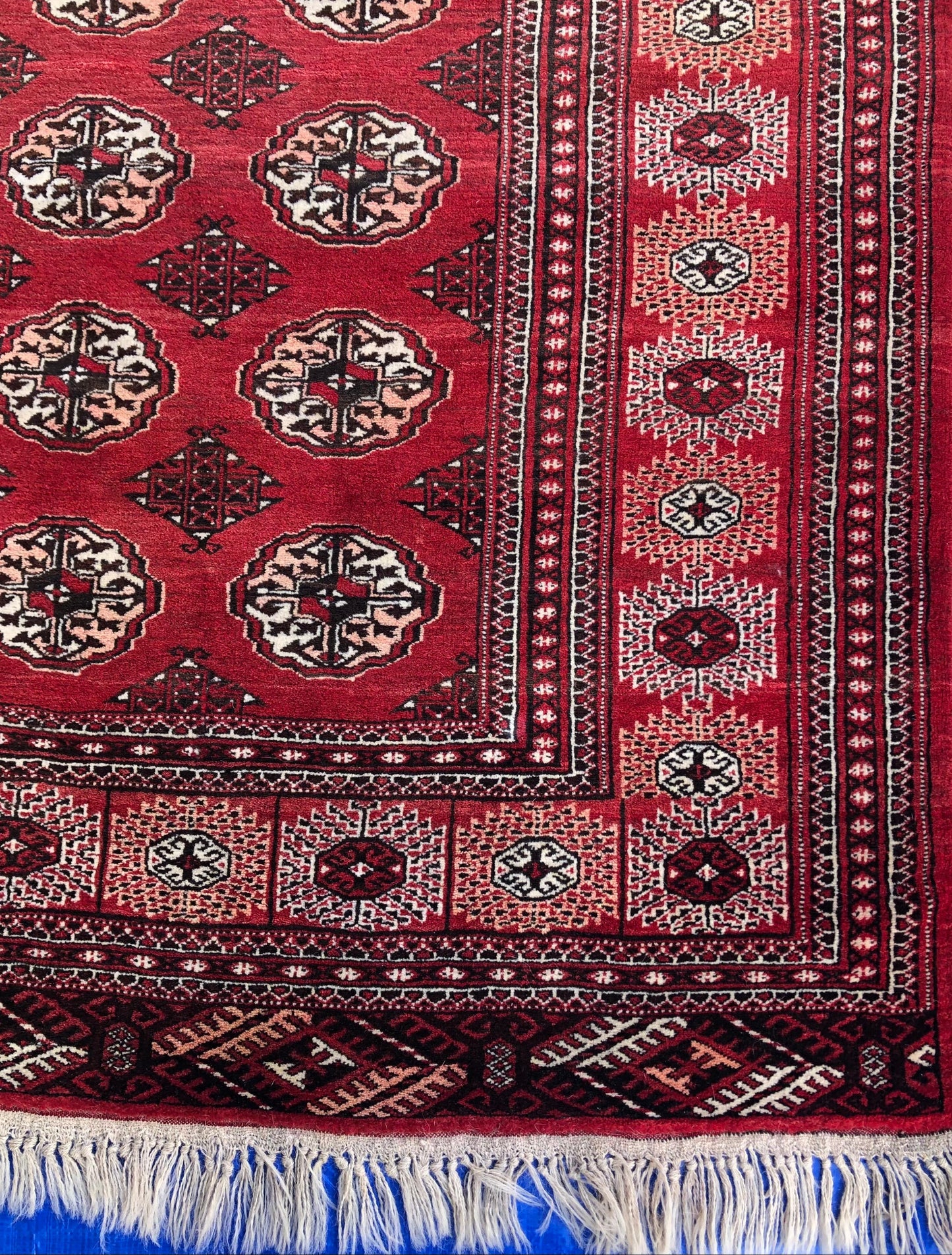 Antique Red Afghan Ersari Hand Knotted Turkoman Rug, circa 1920 — detail 6