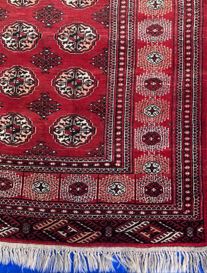Antique Red Afghan Ersari Hand Knotted Turkoman Rug, circa 1920 — detail 6