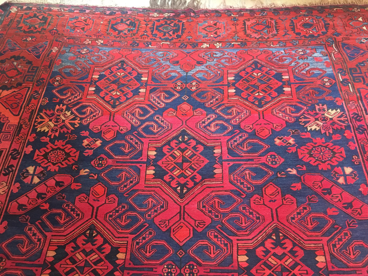 Large Traditional Hand Knotted Tribal Wool Rug, circa 1920 — detail 2
