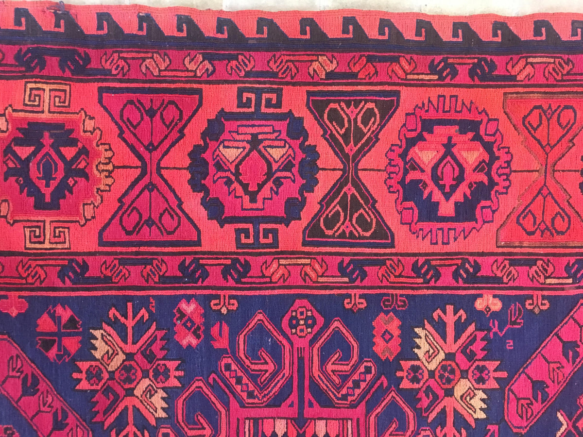 Large Traditional Hand Knotted Tribal Wool Rug, circa 1920 — detail 3