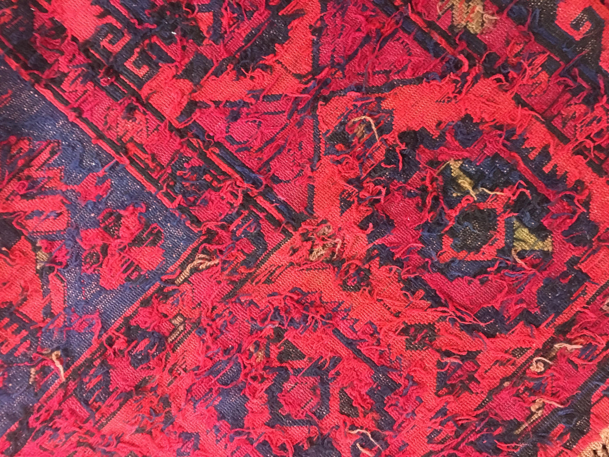 Large Traditional Hand Knotted Tribal Wool Rug, circa 1920 — detail 4