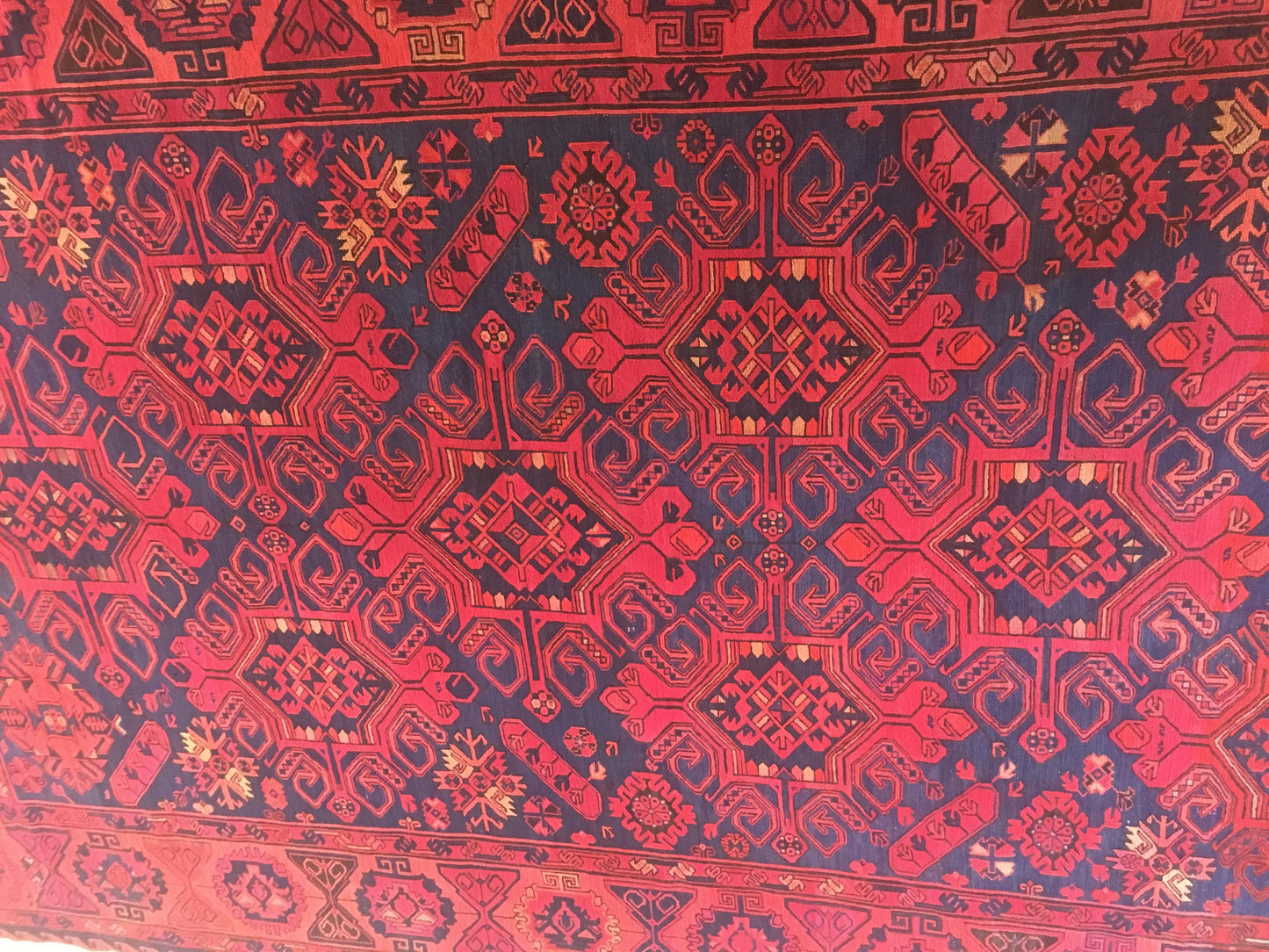 Large Traditional Hand Knotted Tribal Wool Rug, circa 1920 — detail 5