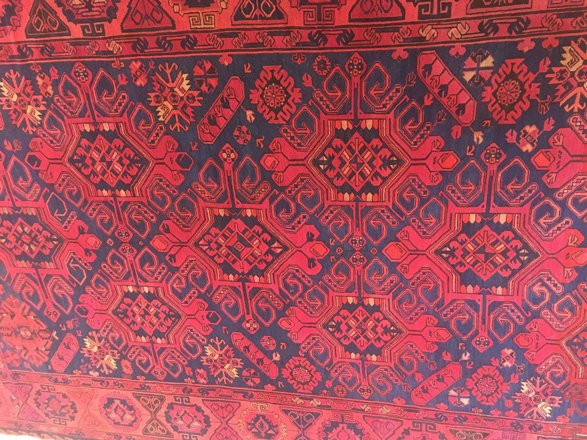 Large Traditional Hand Knotted Tribal Wool Rug, circa 1920 — detail 5