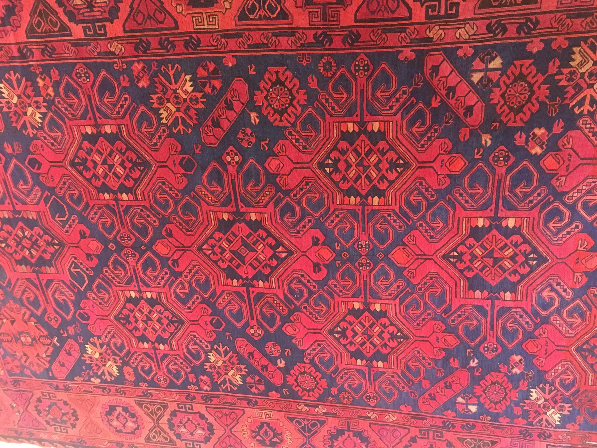 Large Traditional Hand Knotted Tribal Wool Rug, circa 1920 — detail 5
