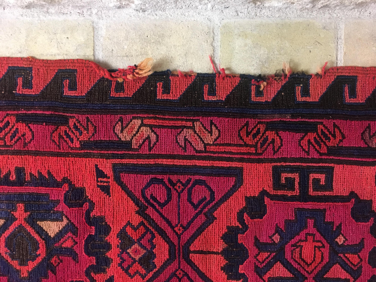 Large Traditional Hand Knotted Tribal Wool Rug, circa 1920 — detail 7
