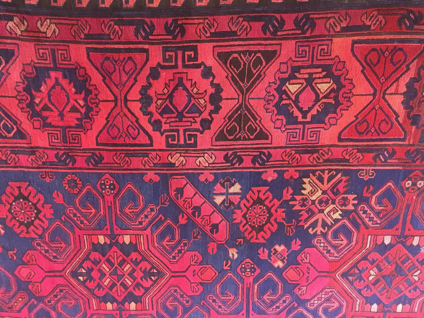 Large Traditional Hand Knotted Tribal Wool Rug, circa 1920 — detail 9