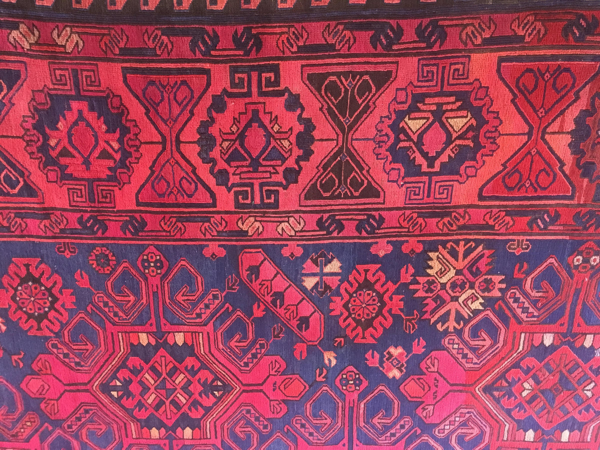 Large Traditional Hand Knotted Tribal Wool Rug, circa 1920 — detail 9
