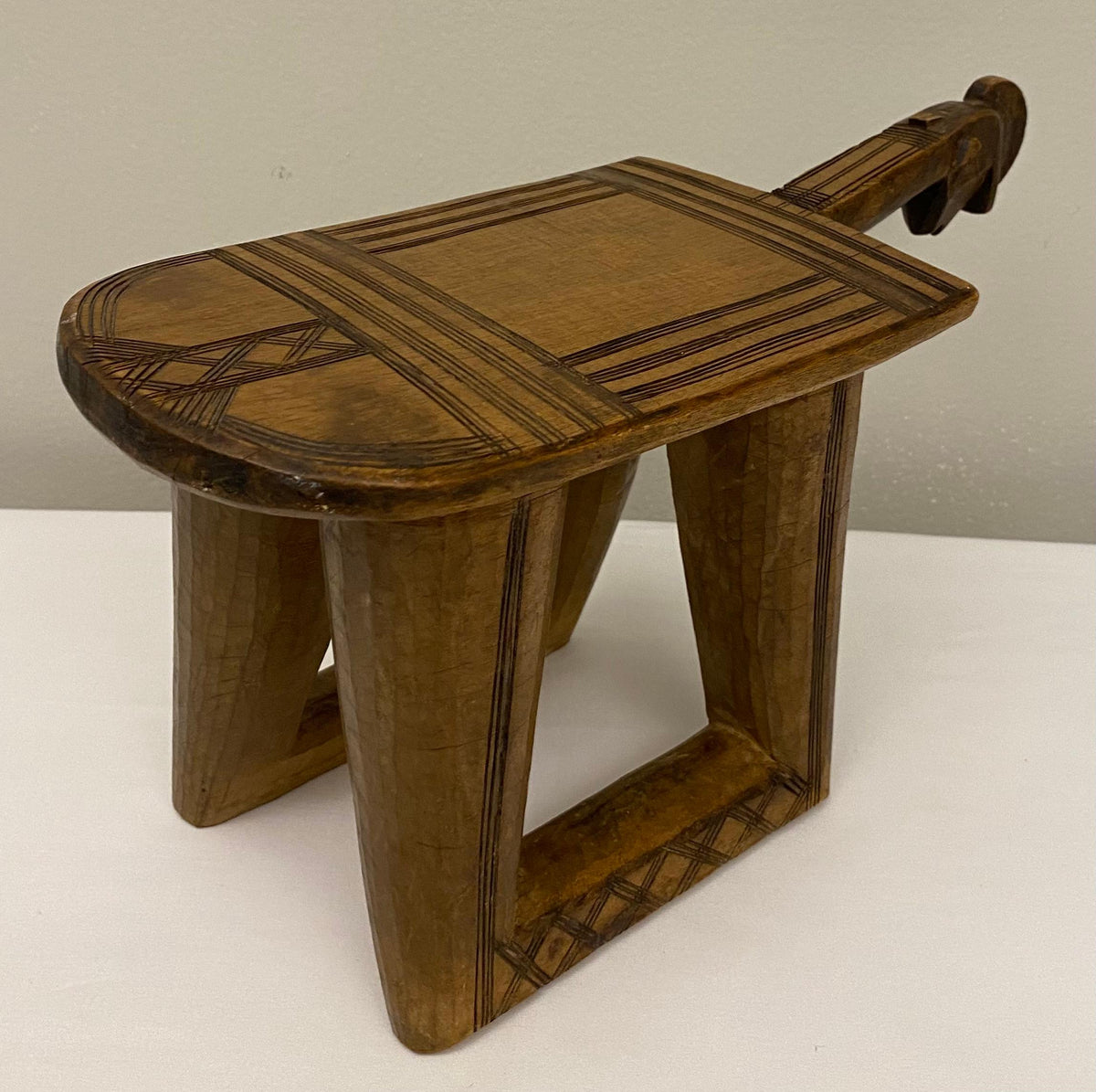 Mid-Century Wooden Carved African Stool — detail 6