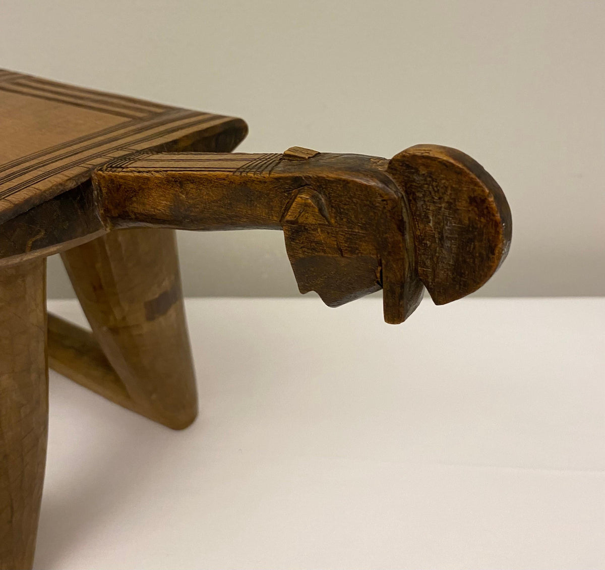 Mid-Century Wooden Carved African Stool — detail 5