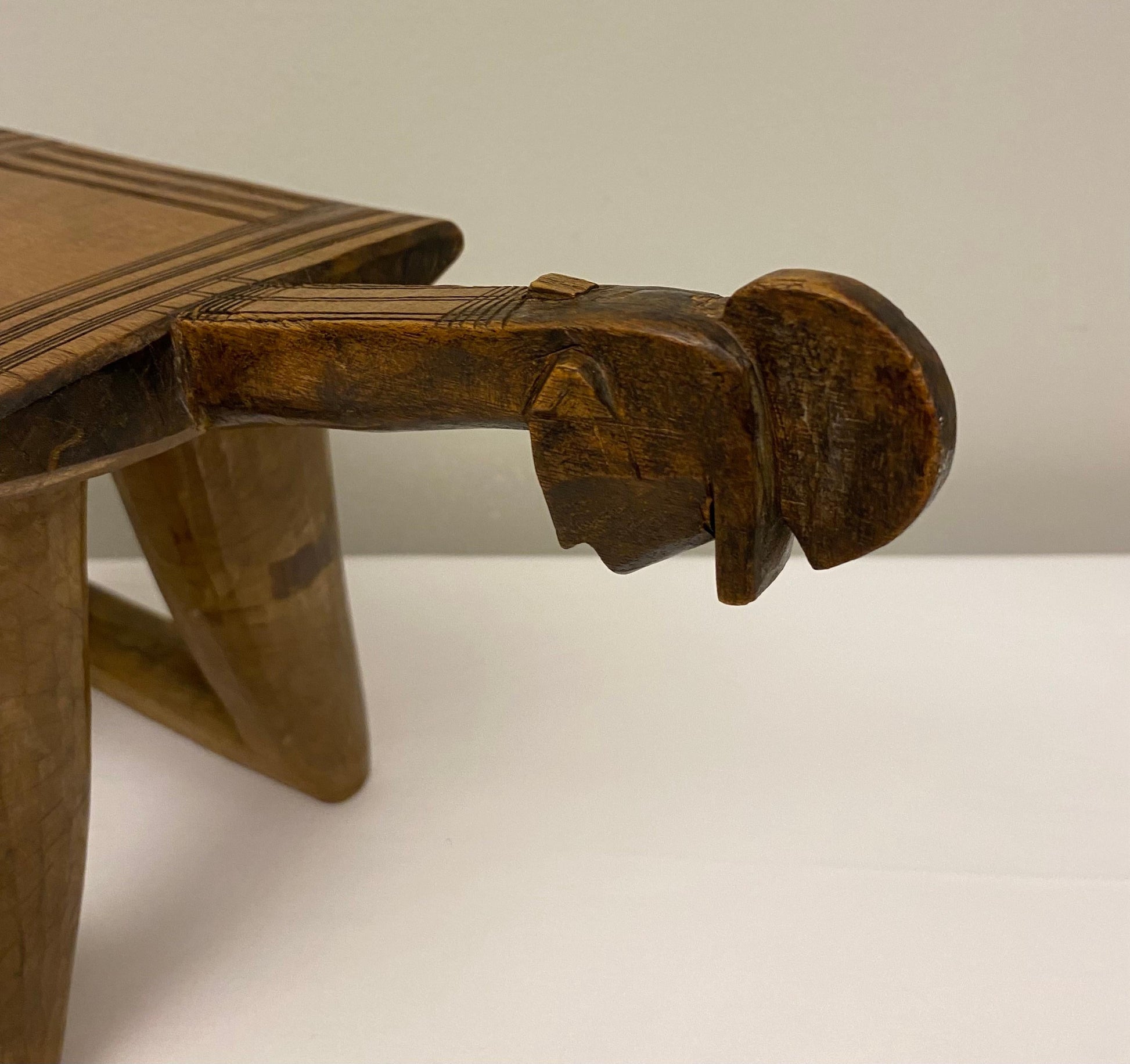 Mid-Century Wooden Carved African Stool — detail 5