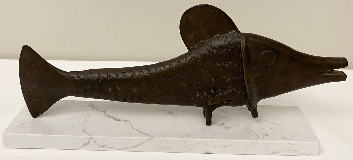 Decorative African Bronze Fish from the Tribal People of Benin — detail 2