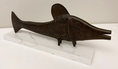 Decorative African Bronze Fish from the Tribal People of Benin — detail 3