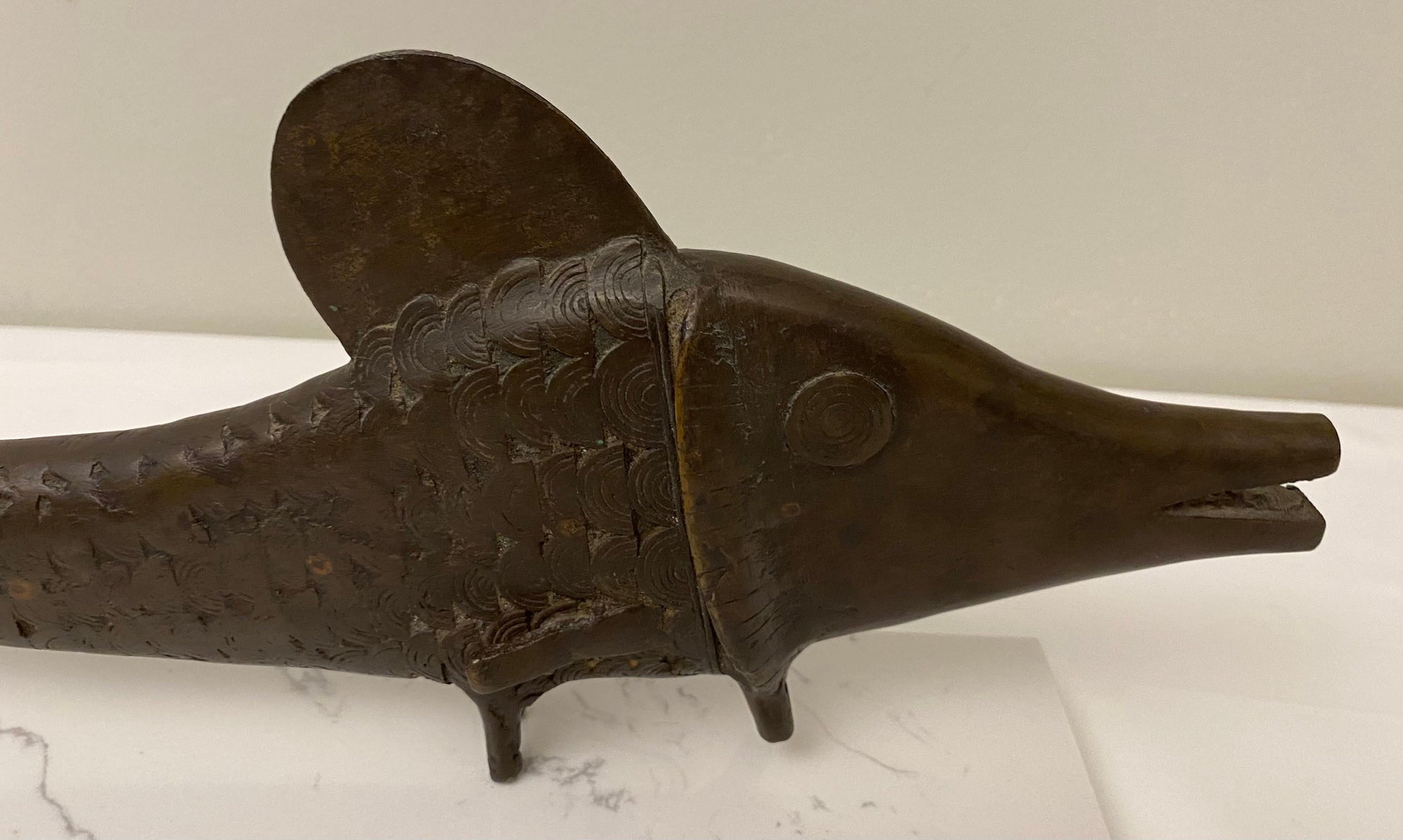 Decorative African Bronze Fish from the Tribal People of Benin — detail 11