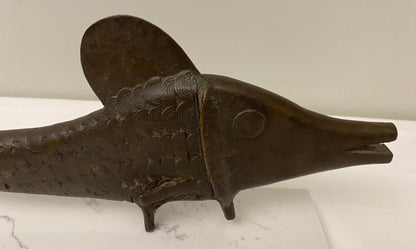 Decorative African Bronze Fish from the Tribal People of Benin — detail 11