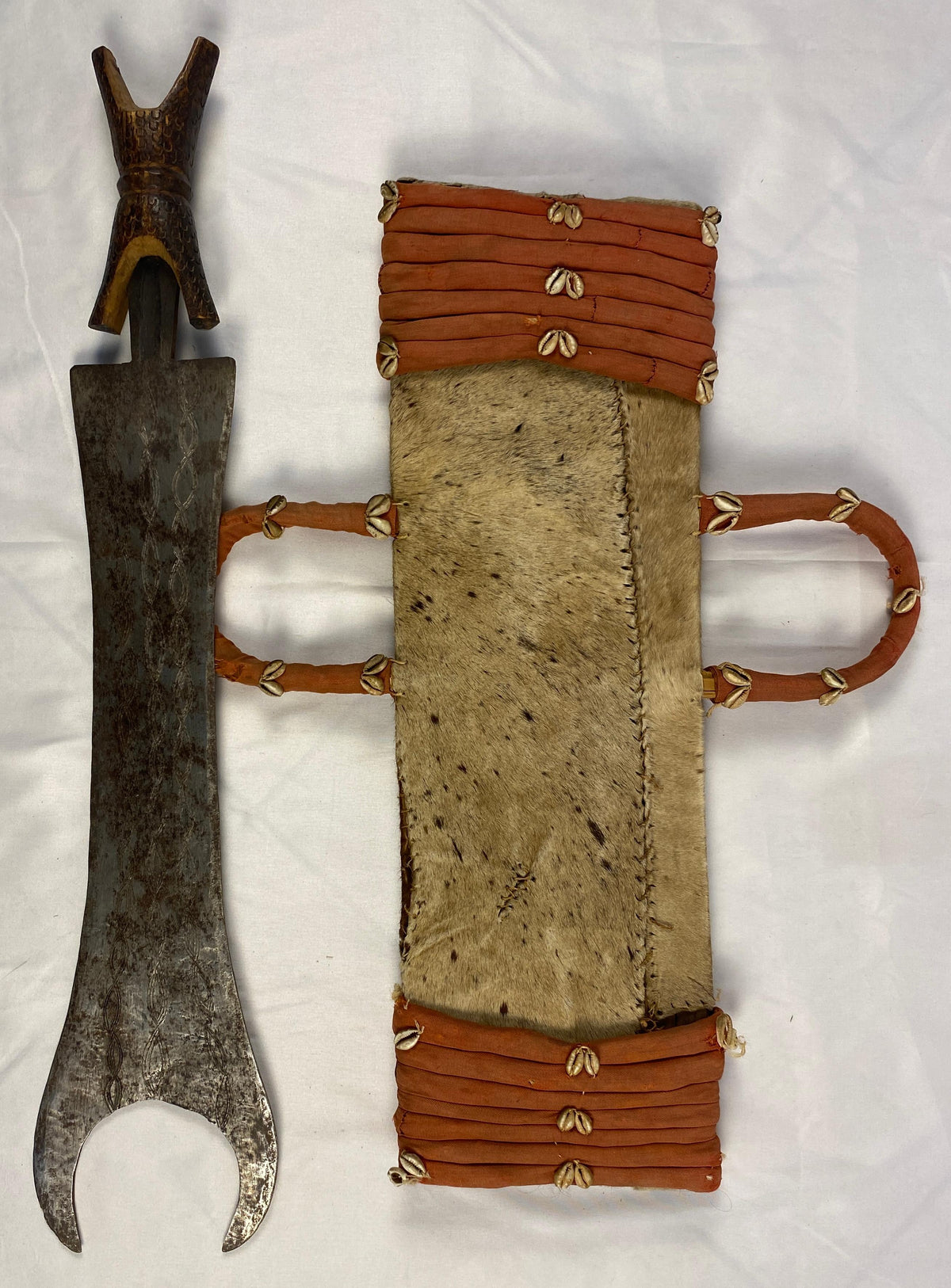 African Tribal Weapon in Animal Skin Holder — detail 6