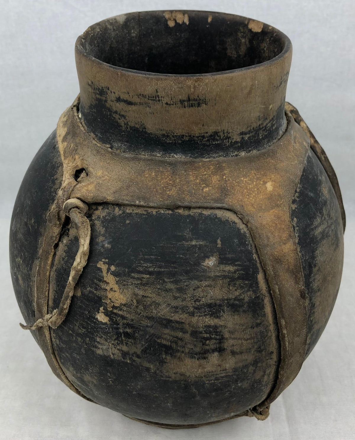 Central African Tribal Pot or Wooden Vase Neutral Brown — detail 7