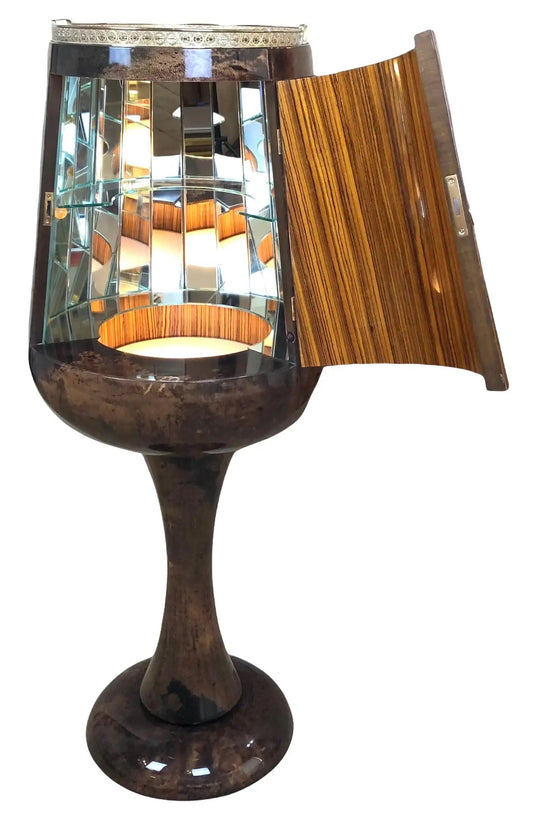 Aldo Tura Bar Cabinet, Iconic Italian Designer Goatskin Dry Bar Cabinet — detail 2