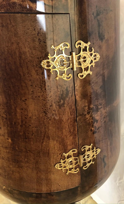 Aldo Tura Bar Cabinet, Iconic Italian Designer Goatskin Dry Bar Cabinet — detail 3